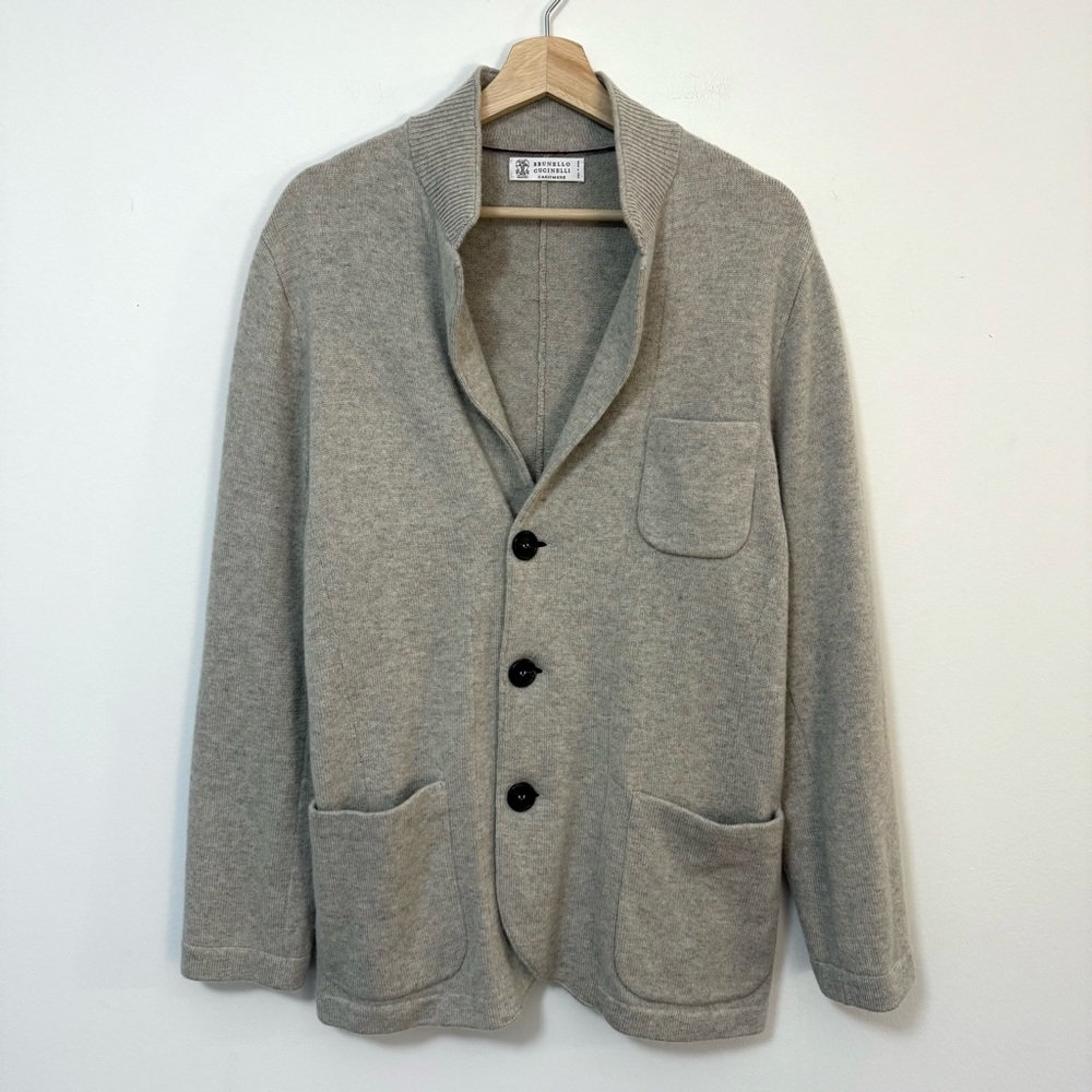 Brunello Cucinelli Men’s 100% Cashmere Made In Italy Grey Cardigan $2995 – 50